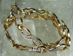 NEW Genuine Solid 9CT Yellow Gold Infinity Link Natural Mined Diamond Bracelet