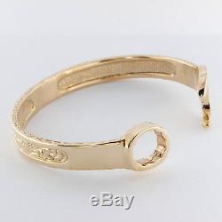 NEW Heavy 9ct Gold Gent's Engraved Spanner Bangle 6.5 7.5 RRP £1640 (C205)