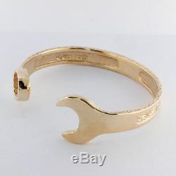 NEW Heavy 9ct Gold Gent's Engraved Spanner Bangle 6.5 7.5 RRP £1640 (C205)