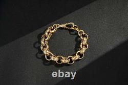New 18mm 9ct Gold Filled Crystal Pattern Belcher Bracelet Big Links Albert Clasp