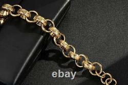 New 18mm 9ct Gold Filled Crystal Pattern Belcher Bracelet Big Links Albert Clasp