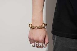 New 18mm 9ct Gold Filled Crystal Pattern Belcher Bracelet Big Links Albert Clasp