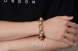 New 18mm 9ct Gold Filled Crystal Pattern Belcher Bracelet Big Links Albert Clasp