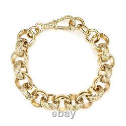 New 18mm 9ct Gold Filled Crystal Pattern Belcher Bracelet Big Links Albert Clasp