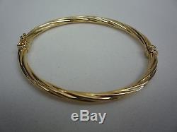 New 9ct 9k yellow gold bangle hinged twisted rope made in italy 4.4gr