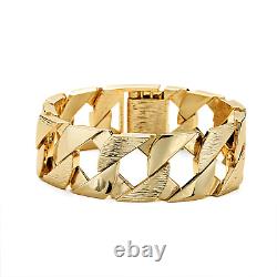 New 9ct Gold Heavy 27mm GF Bark Cuban Curb Bracelet Gift Men Women Gents Filled