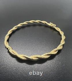 New 9ct Gold Ladies 4.4mm Wide Hinged Bracelet / Bangle 7.5 inch Hallmarked