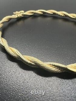 New 9ct Gold Ladies 4.4mm Wide Hinged Bracelet / Bangle 7.5 inch Hallmarked