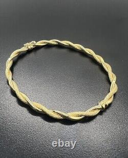 New 9ct Gold Ladies 4.4mm Wide Hinged Bracelet / Bangle 7.5 inch Hallmarked