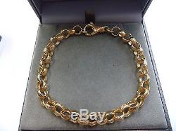 New 9ct Solid Gold Ladies Plain & Patterned Belcher Bracelet 15.2 grams