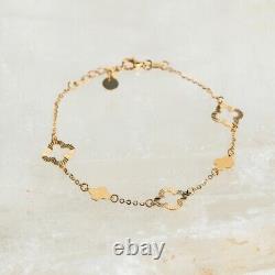 New 9ct Yellow Gold 7 Ladies Clover Link Bracelet 180mm(7) 9ct gold For Her