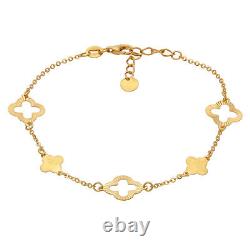 New 9ct Yellow Gold 7 Ladies Clover Link Bracelet 180mm(7) 9ct gold For Her