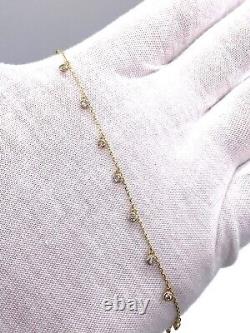 New 9ct Yellow Gold Bracelet 7.5 Inch Drop Diamond By The Yard Hallmarked Cz