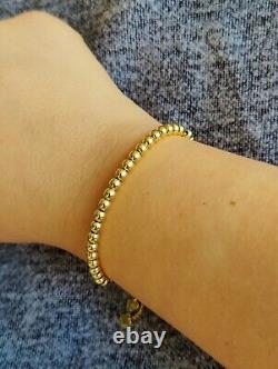 New Solid 9ct Yellow Gold Bracelet Ball Beaded Expandable Balls 4mm 4.9g