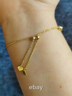 New Solid 9ct Yellow Gold Bracelet Ball Beaded Expandable Balls 4mm 4.9g