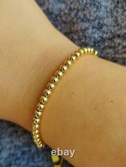 New Solid 9ct Yellow Gold Bracelet Ball Beaded Expandable Balls 4mm 4.9g
