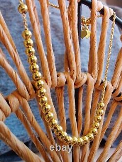 New Solid 9ct Yellow Gold Bracelet Ball Beaded Expandable Balls 4mm 4.9g
