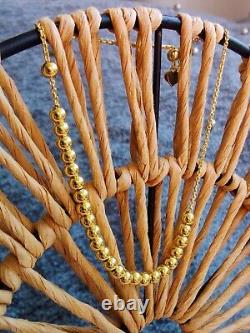 New Solid 9ct Yellow Gold Bracelet Ball Beaded Expandable Balls 4mm 4.9g