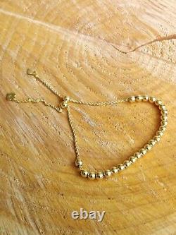 New Solid 9ct Yellow Gold Bracelet Ball Beaded Expandable Balls 4mm 4.9g