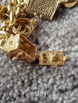 OUTSTANDING VINTAGE 9ct GOLD CHARM BRACELET 61 grams (very heavy)