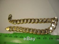 Old-massive Solid 9 Ct Gold Thick Curb Bracelet- 8.5-quality Heavy-26.1 Grams