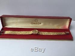 Omega 9ct Gold Bracelet Watch Ladies. Large Bracelet