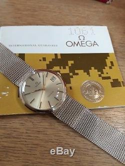 Omega Geneva Solid 9ct Gold Mens watch 9ct Gold watch bracelet VGWO Box & G'te