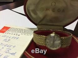 Omega Ladies 9ct Gold Bracelet Watch IN ORIGINAL BOX-PAPER-26.40 GRAMS