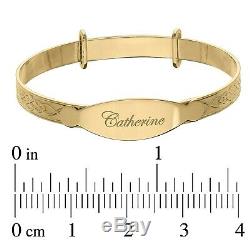 Personalised Real 9ct Gold Baby Bangle Christening Bracelet ANY NAME Easter Gift