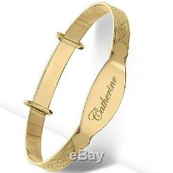 Personalised Real 9ct Gold Baby Bangle Christening Bracelet ANY NAME Easter Gift