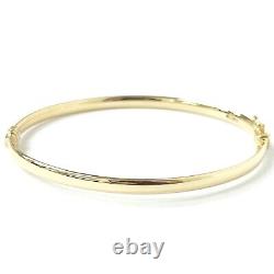 Plain Gold Bangle 9ct Ladies Hinged Safety Catch Yellow UK Hallmarked 6.5 inch