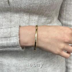 Plain Gold Bangle 9ct Ladies Hinged Safety Catch Yellow UK Hallmarked 6.5 inch