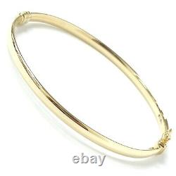 Plain Gold Bangle 9ct Ladies Hinged Safety Catch Yellow UK Hallmarked 6.5 inch