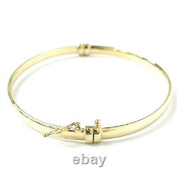 Plain Gold Bangle 9ct Ladies Hinged Safety Catch Yellow UK Hallmarked 6.5 inch