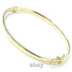 Plain Gold Bangle 9ct Ladies Hinged Safety Catch Yellow UK Hallmarked 6.5 inch