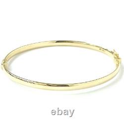 Plain Gold Bangle 9ct Ladies Hinged Safety Catch Yellow UK Hallmarked 6.5 inch