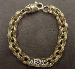 Plain & Patterned Belcher Bracelet 9ct Solid Gold Childs 16.8 grams