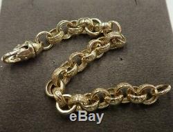 Plain & Patterned Belcher Bracelet 9ct Solid Gold Childs 16.8 grams