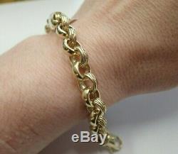 Plain & Patterned Belcher Bracelet 9ct Solid Gold Childs 16.8 grams