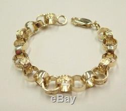 Plain & Patterned Belcher Bracelet 9ct Solid Gold Childs 9.2 grams