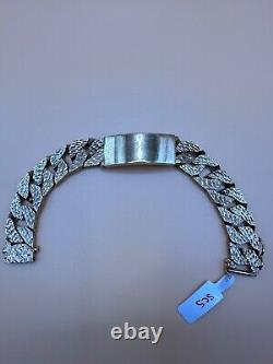 Pre Owned 9ct Yellow Gold Solid Hammered Style Gents Id Bracelet SC5