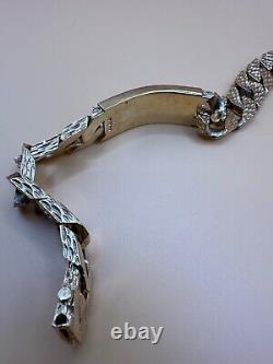 Pre Owned 9ct Yellow Gold Solid Hammered Style Gents Id Bracelet SC5