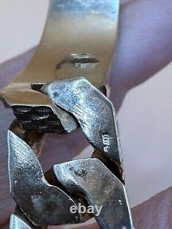 Pre Owned 9ct Yellow Gold Solid Hammered Style Gents Id Bracelet SC5