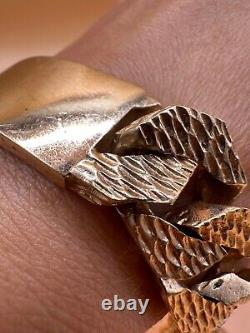 Pre Owned 9ct Yellow Gold Solid Hammered Style Gents Id Bracelet SC5