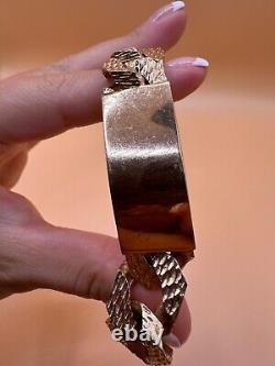 Pre Owned 9ct Yellow Gold Solid Hammered Style Gents Id Bracelet SC5