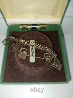 Preowned Vintage Yellow 9ct Gold Thee Gate Bracelet with Padlock & Safety Chain