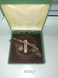 Preowned Vintage Yellow 9ct Gold Thee Gate Bracelet with Padlock & Safety Chain