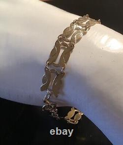 Pretty 7inch Long 9ct Yellow Gold Fancy Link Bracelet