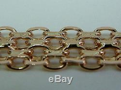 Pretty 9ct Gold Flat Fancy Linked Ladies Bracelet 7.25 Inches