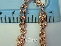 Pretty 9ct Modern Rose Gold Solid Fancy Linked Ladies Bracelet 8 Inches